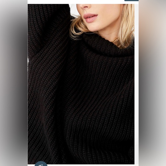 Free People Swim Too Deep Turtleneck Sweater Chunky Knit Black ,Small - Picture 2 of 14